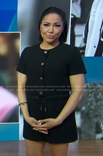 Stephanie’s black short sleeve romper on Good Morning America