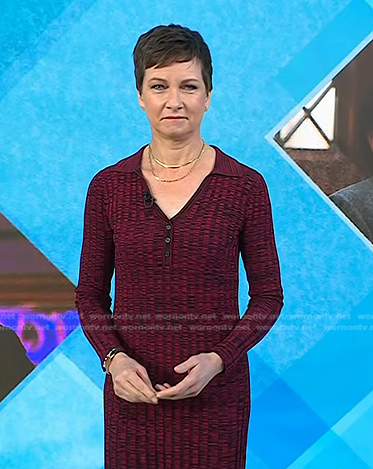 Stephanie’s red space dye knit dress on Today