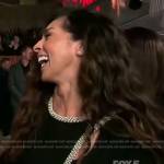 Terri Seymour’s embellished cutout dress on Extra