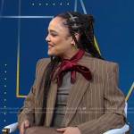 Tessa Thompson’s brown pinstripe blazer on Good Morning America