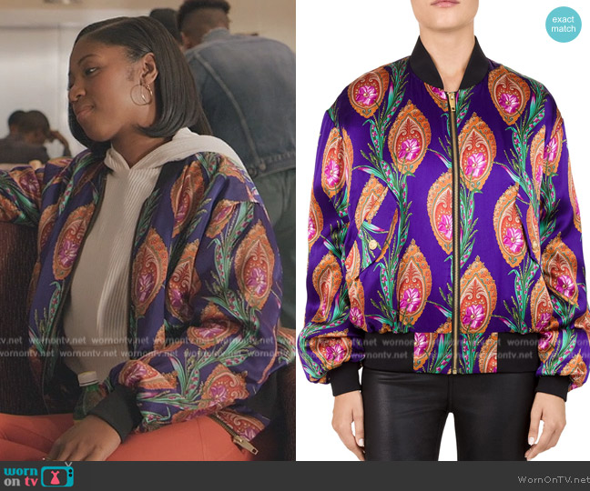 The Kooples Hindu Flower Print Bomber Jacket