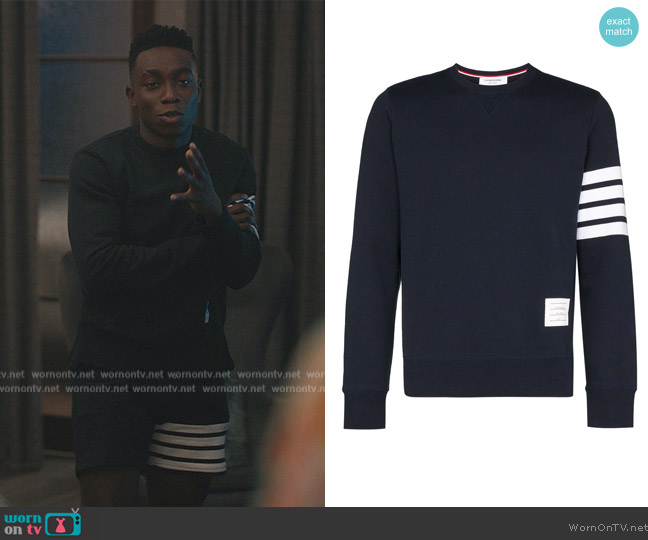 Thom Browne Engineered 4-Bar Jersey Sweatshirt worn by Carlton Banks (Olly Sholotan) on Bel-Air