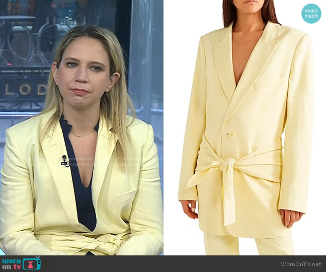 Tibi Long Removable Tie Blazer worn by Rachel Abrams on Today