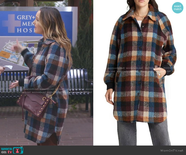 Treasure & Bond Longline Jacket in Multi Buffalo Plaid worn by Jo Wilson (Camilla Luddington) on Greys Anatomy