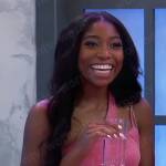 Trina’s pink one-shoulder dress on General Hospital