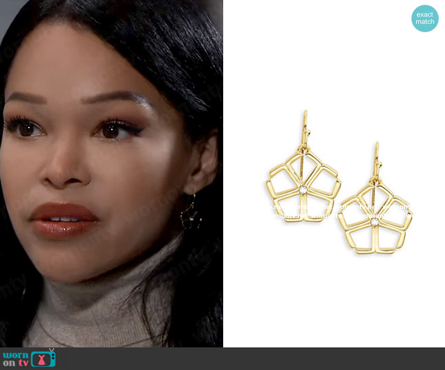 Trina Turk Gold Decal Earrings worn by Portia Robinson (Brook Kerr) on General Hospital