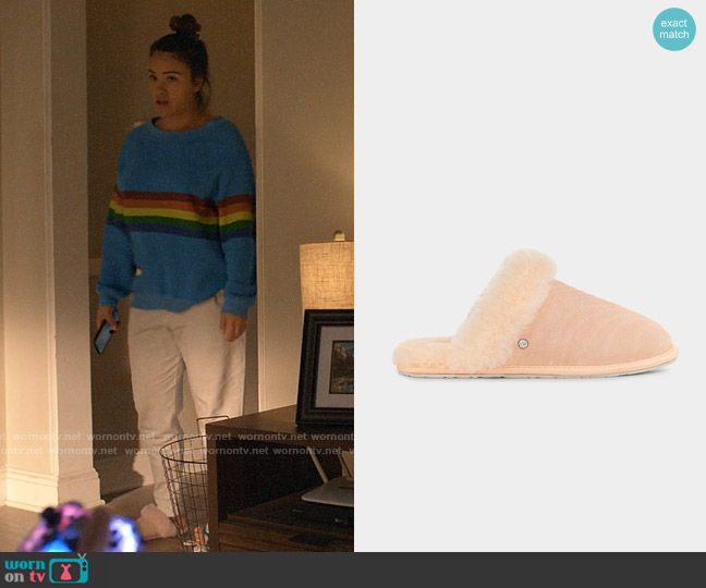 Ugg Scuffette Wavy in Peach Fuzz worn by Nell Serrano (Gina Rodriguez) on Not Dead Yet