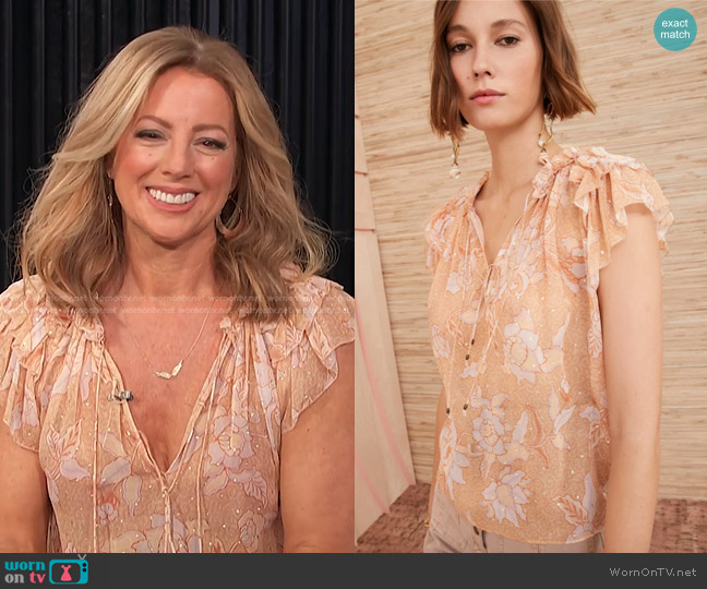 Ulla Johnson Marilyn Top in Magnolia worn by Sarah McLachlan on E! News