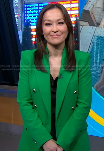 Eva’s green double breasted blazer on Good Morning America
