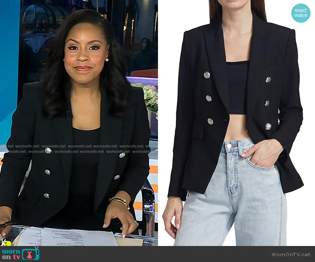 Veronica Beard Miller Dickey Jacket in Black worn by Sheinelle Jones on Today