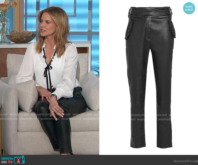 Veronica Beard Jania Leather Trousers worn by Natalie Morales on The Talk