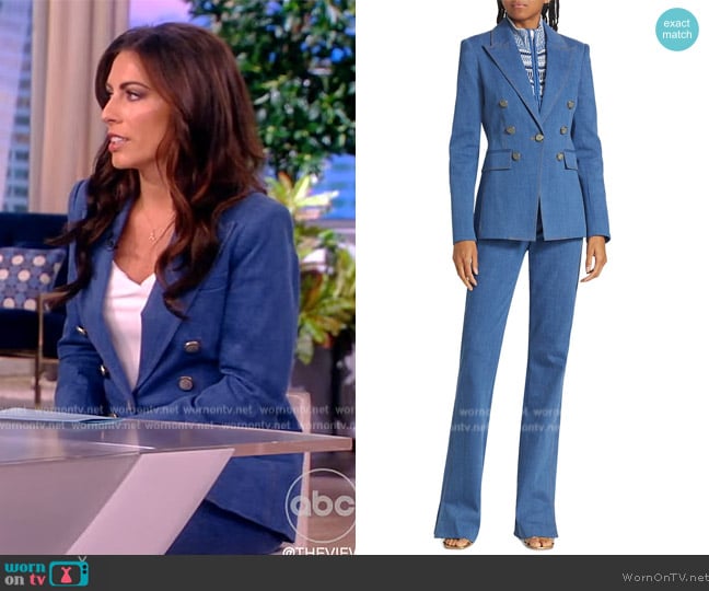 Veronica Beard Naira Denim Dickey Jacket worn by Alyssa Farah Griffin on The View