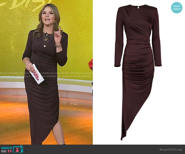 Veronica Beard Tristana Ruched Asymmetric Dress worn by Jenna Bush Hager on Today