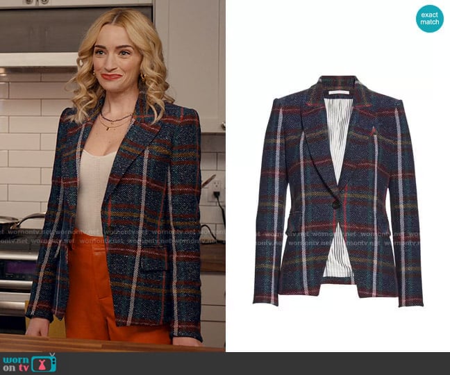 Veronica Beard Zane Plaid Dickey Jacket worn by Georgia Miller (Brianne Howey) on Ginny & Georgia