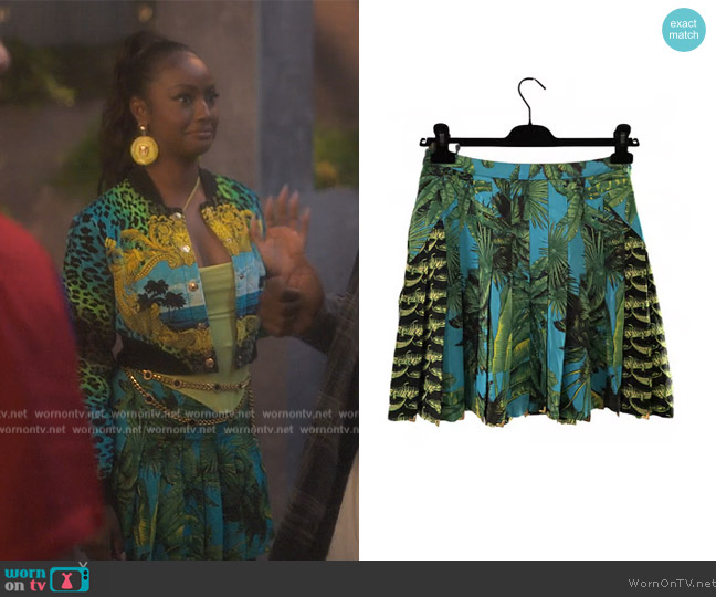 Versace x H&M Silk Mini Skirt worn by Annika (Justine Skye) on Grown-ish