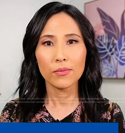 Vicky’s black printed dress on NBC News Daily