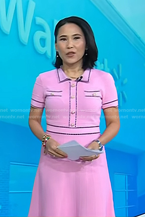 Vicky’s pink contrast trim short sleeve dress on Today