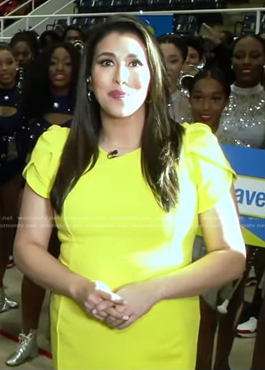 Victoria Sanchez’s yellow short sleeve dress on Good Morning America