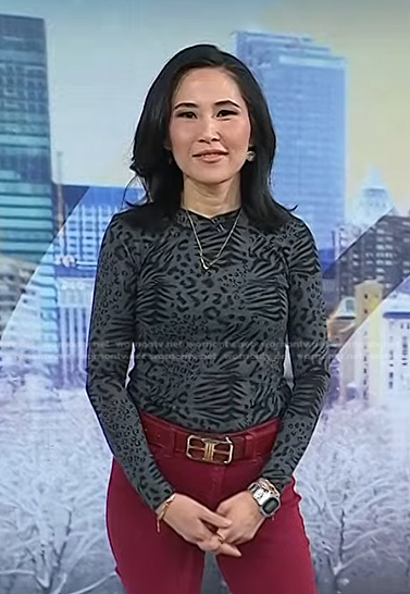 Vicky’s grey animal print top on Today