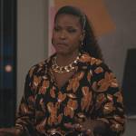 Viv’s black floral print pleated blouse on Bel-Air