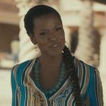 Viv’s blue paisley print tie waist blouse on Bel-Air