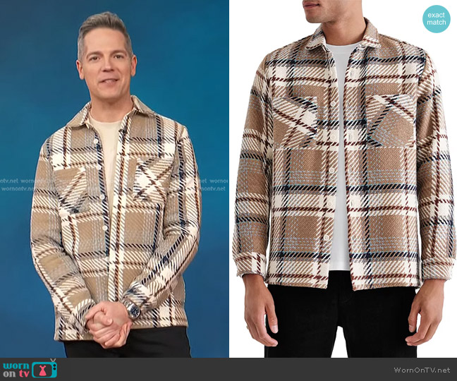 Wax London Whiting Beatnik Overshirt worn by Jason Kennedy on Access Hollywood
