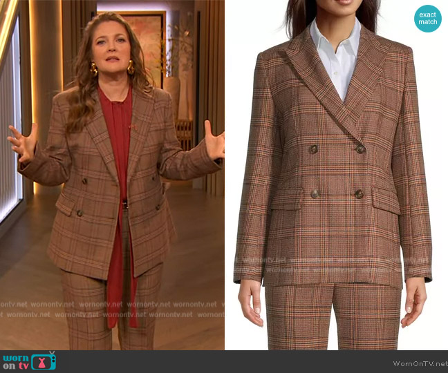 Weekend Max Mara Canada Plaid Blazer worn by Drew Barrymore on The Drew Barrymore Show