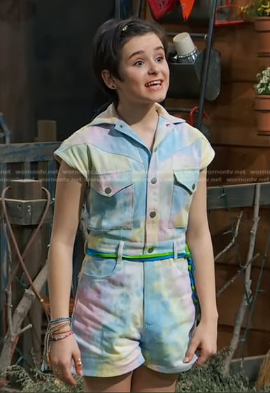 Winnie’s pastel tie dye romper on Bunkd