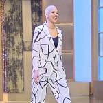Brandice Daniel’s white scribble print blazer and pants on Tamron Hall Show