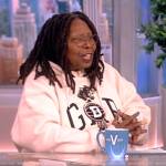 Whoopi’s white logo hoodie on The View