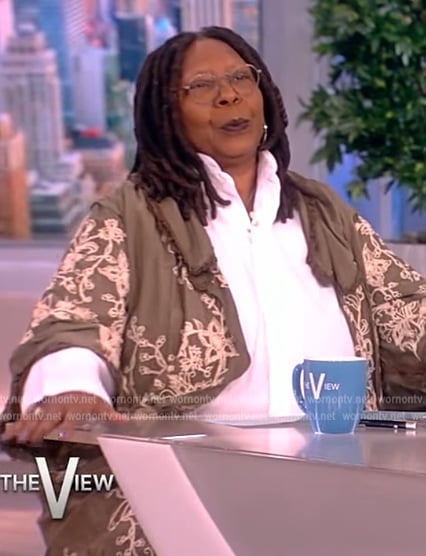 Whoopi’s green embroidered kimono on The View