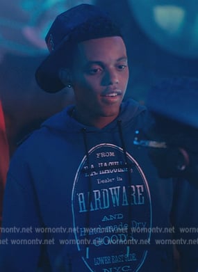 Will’s blue printed hoodie on Bel-Air