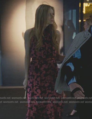 Willa’s red floral halter neck dress on Succession