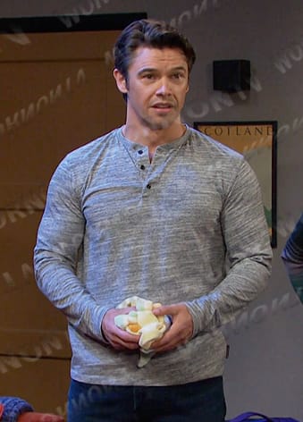 Xander’s grey space dye henley shirt on Days of our Lives
