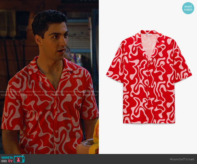 Zara Abstract Print Shirt worn by Parker Preston (Trevor Tordjman) on Bunkd