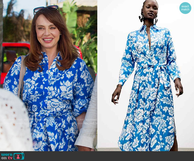 Zara Linen Blend Belted Shirtdress worn by Amber Graham (Melinda Clarke) on Fantasy Island