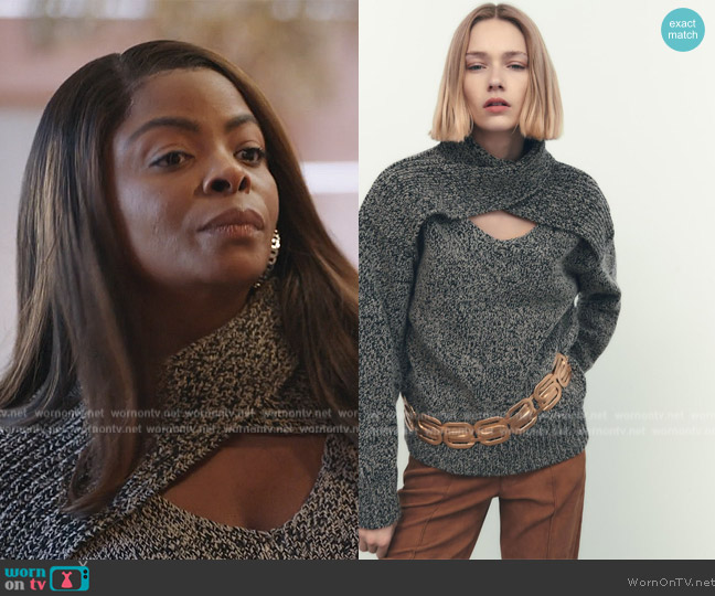Zara Cut Out Knit Sweater worn by Ava Coleman (Janelle James) on Abbott Elementary