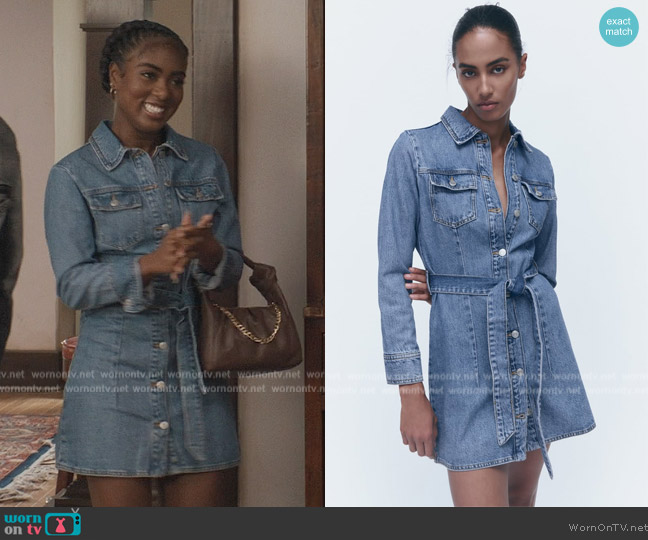 WornOnTV: Gabrielle's denim mini dress on All American