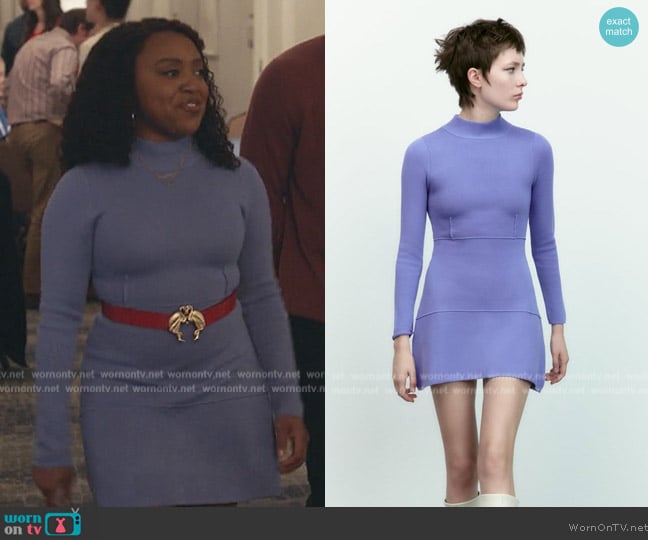 Zara Seamed Knit Skater Dress worn by Janine Teagues (Quinta Brunson) on Abbott Elementary