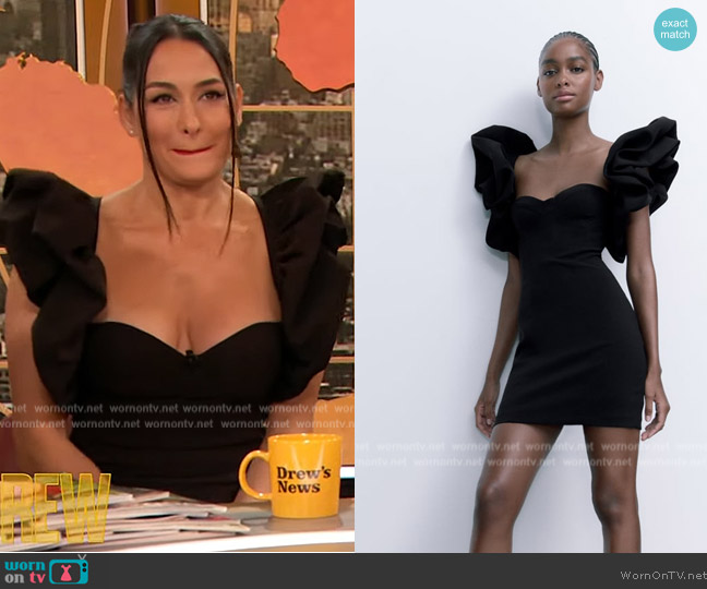 Zara Voluminous Short Dress worn by Nikki Bella on The Drew Barrymore Show