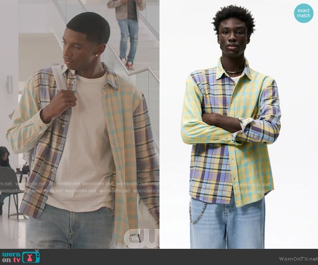 Zara Contrasting Plaid Shirt worn by Orlando Johnson (Martin Bobb-Semple) on All American Homecoming