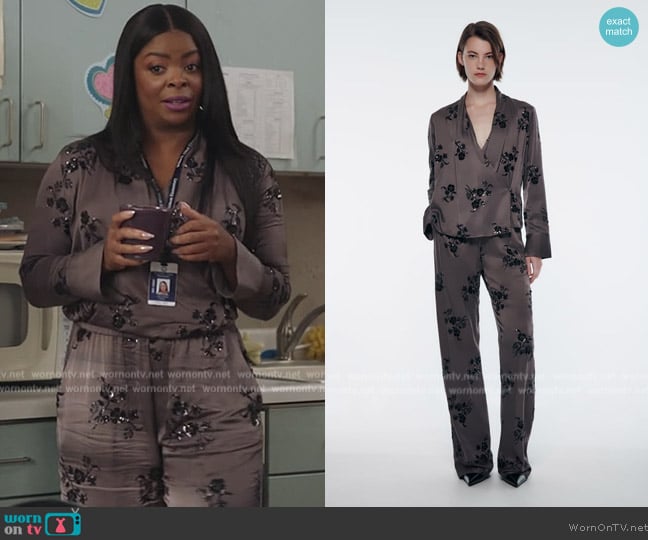 Zara Sequin Embroidered  Wrap Blouse worn by Ava Coleman (Janelle James) on Abbott Elementary