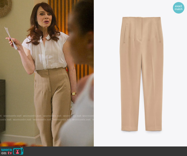 Zara High Waisted Pants worn by  Amber Graham (Melinda Clarke) on Fantasy Island