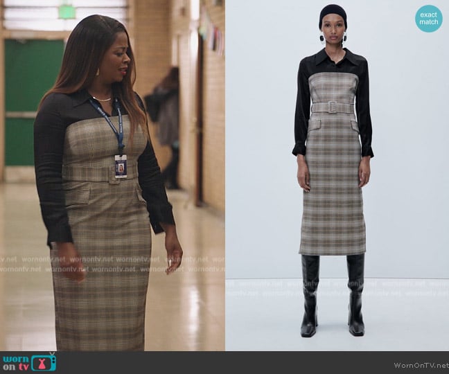 Zara Plaid Dress worn by Ava Coleman (Janelle James) on Abbott Elementary