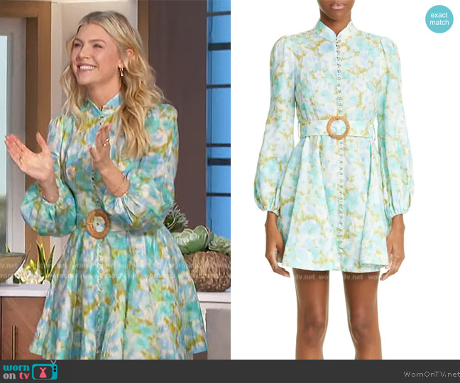 Zimmermann High Tide Long Sleeve Linen Minidress worn by Amanda Kloots on The Talk