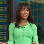 Zuri’s green ribbed seater on Access Hollywood