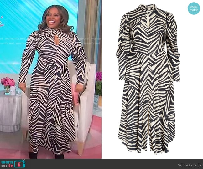 11 Honore Leela Zebra Print Long Sleeve Dress worn by Sherri Shepherd on Sherri