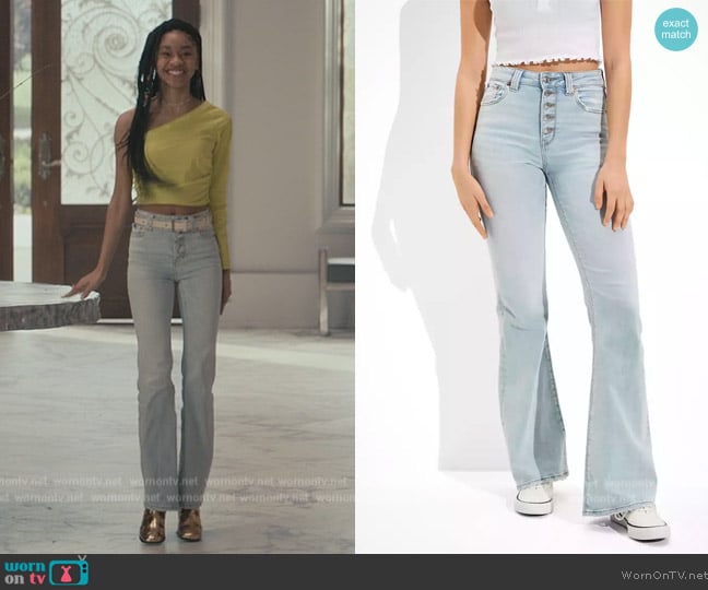 American Eagle Next Level Super High Waited Flare Jeans worn by Ashley Banks (Akira Akbar) on Bel-Air