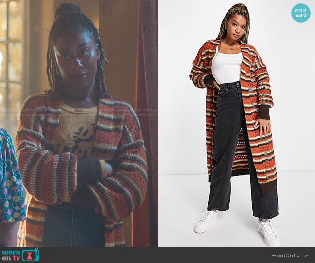 Asos Midi Cardi in textured stripe worn by Malika Williams (Zuri Adele) on Good Trouble