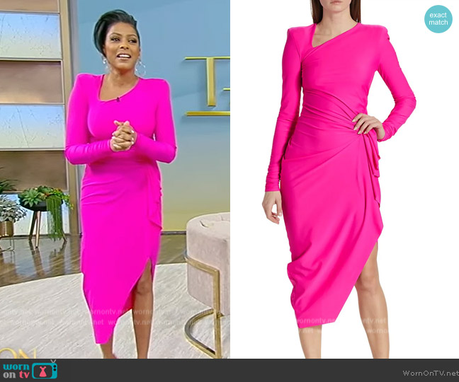 AZ Factory Ester Manas Asymmetric Midi-Dress worn by Tamron Hall on Tamron Hall Show